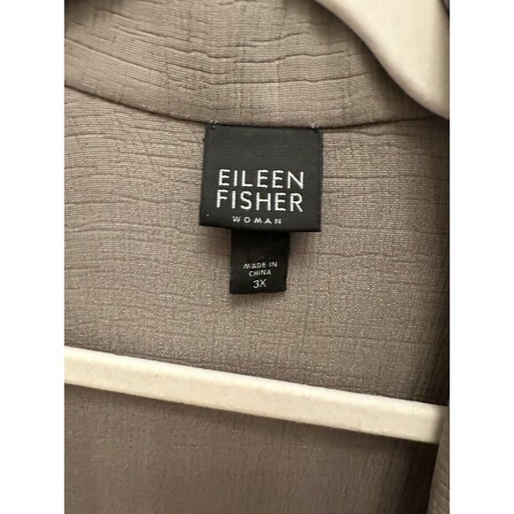 Eileen Fisher Open Front Textured Jacket Silk Blend Tan Sz 3X Womens Blazer - Picture 3 of 6
